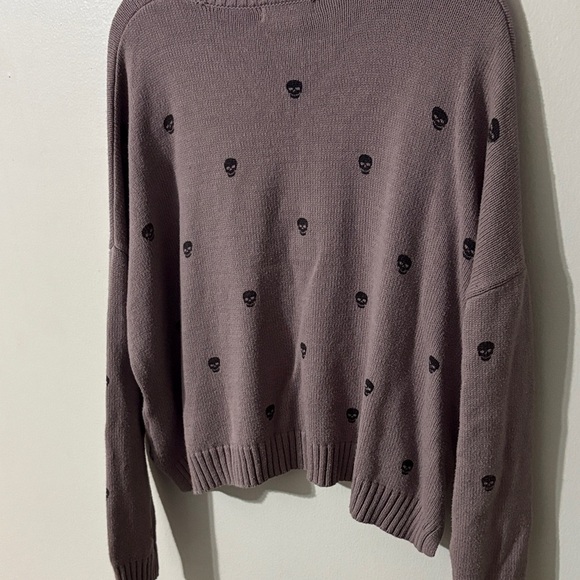 Sincerely Jules Lavender Sweater with Black Skull Accents - Picture 5 of 7